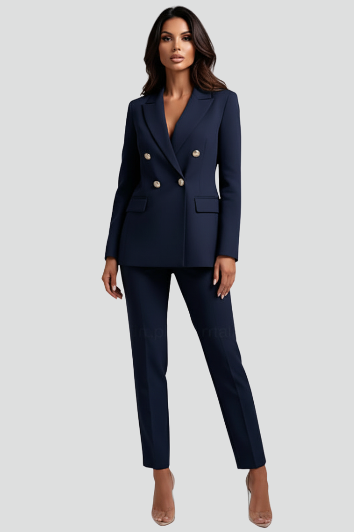 Petronella - Double-Breasted Blazer and Straight-Leg Set