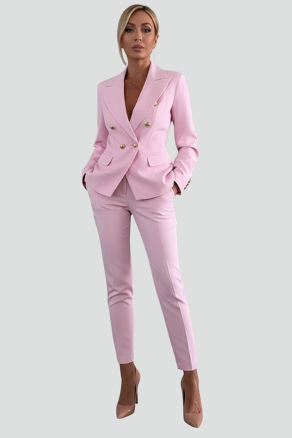 Petronella - Double-Breasted Blazer and Straight-Leg Set