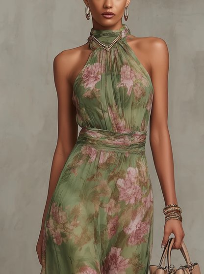 Midi dress for women with floral print