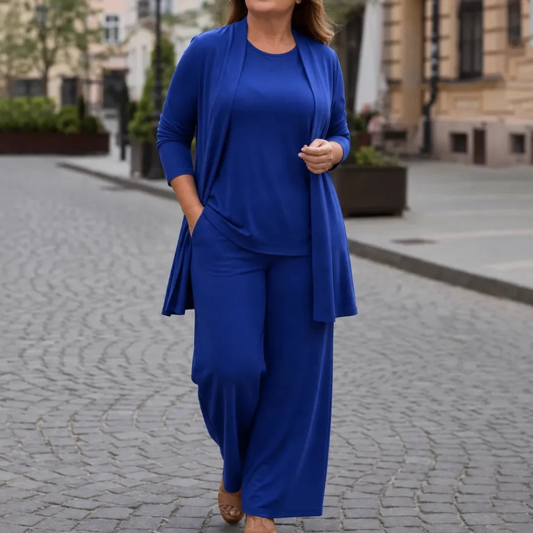 Ulrikke - Three-Piece Top, Trouser and Cardigan Set