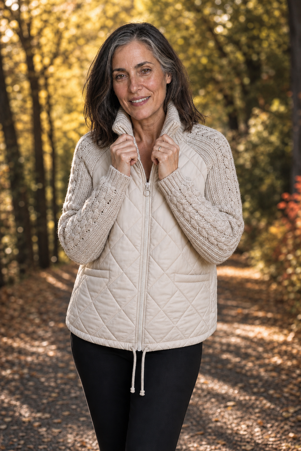 Domitille - Knit-Panel Quilted Patchwork Puffer