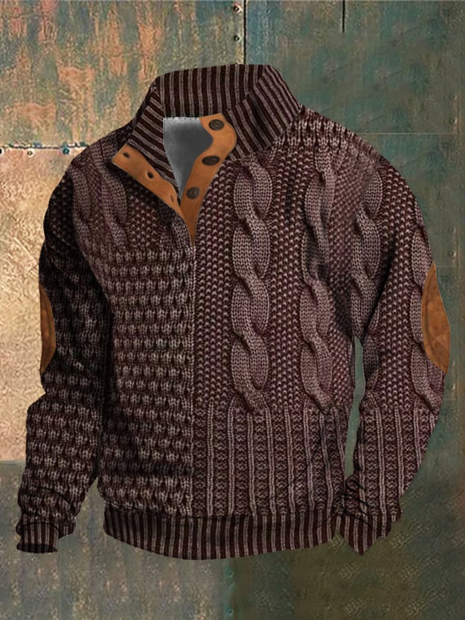 Knit sweater for men in extended sizes - dark red (almost sold out)