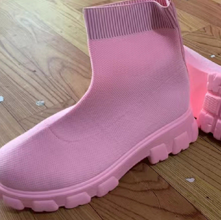 Women's mid heel sock style ankle boots