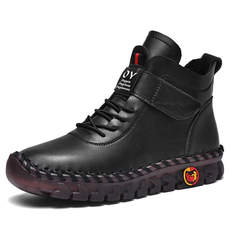 Women's black platform winter snow boots with round toe