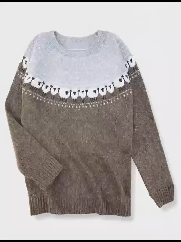 Ingrid - Nordic Sweater with Sheep Jacquard Pattern