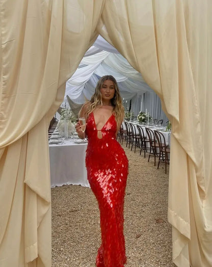 Hollis - Sequin Backless Maxi Dress