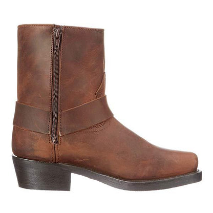 Alan - Cowboy Boots with Side Zip and Buckle Strap