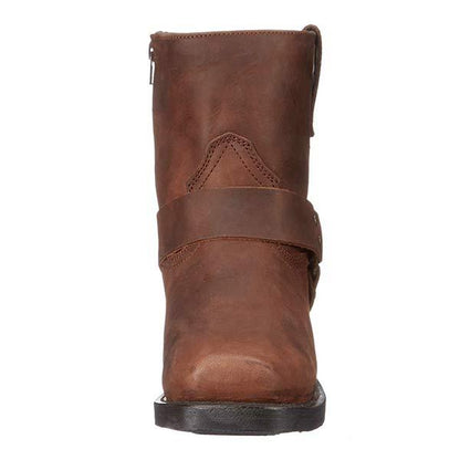 Alan - Cowboy Boots with Side Zip and Buckle Strap