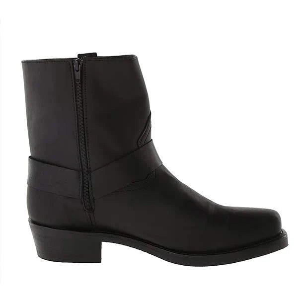 Alan - Cowboy Boots with Side Zip and Buckle Strap