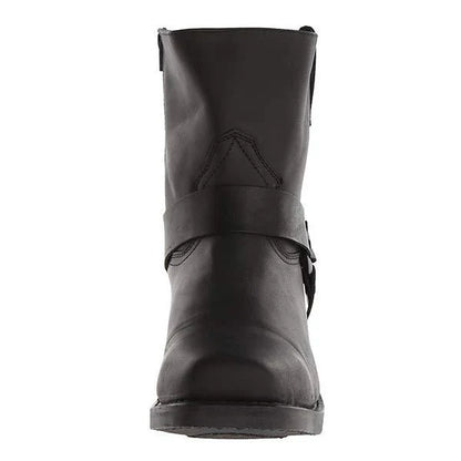 Alan - Cowboy Boots with Side Zip and Buckle Strap