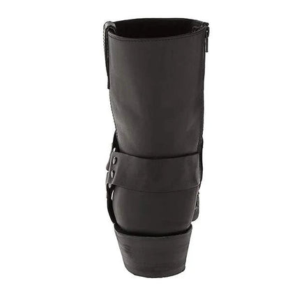 Alan - Cowboy Boots with Side Zip and Buckle Strap