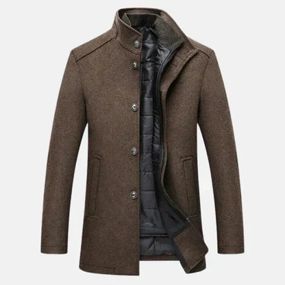 Albert - Trench Coat with Stand Collar and Button Closure