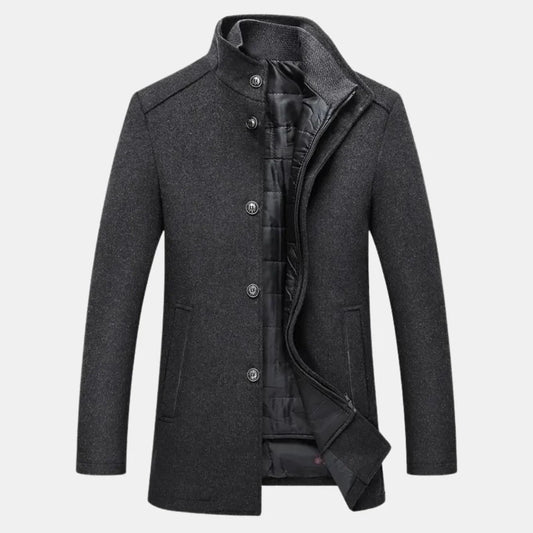 Albert - Trench Coat with Stand Collar and Button Closure