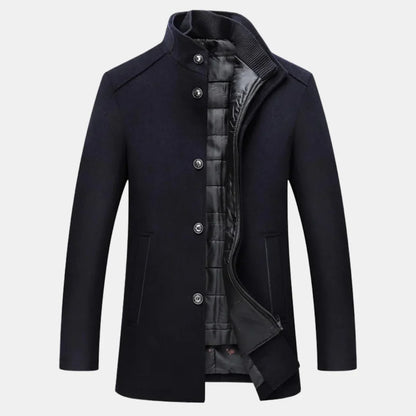 Albert - Trench Coat with Stand Collar and Button Closure