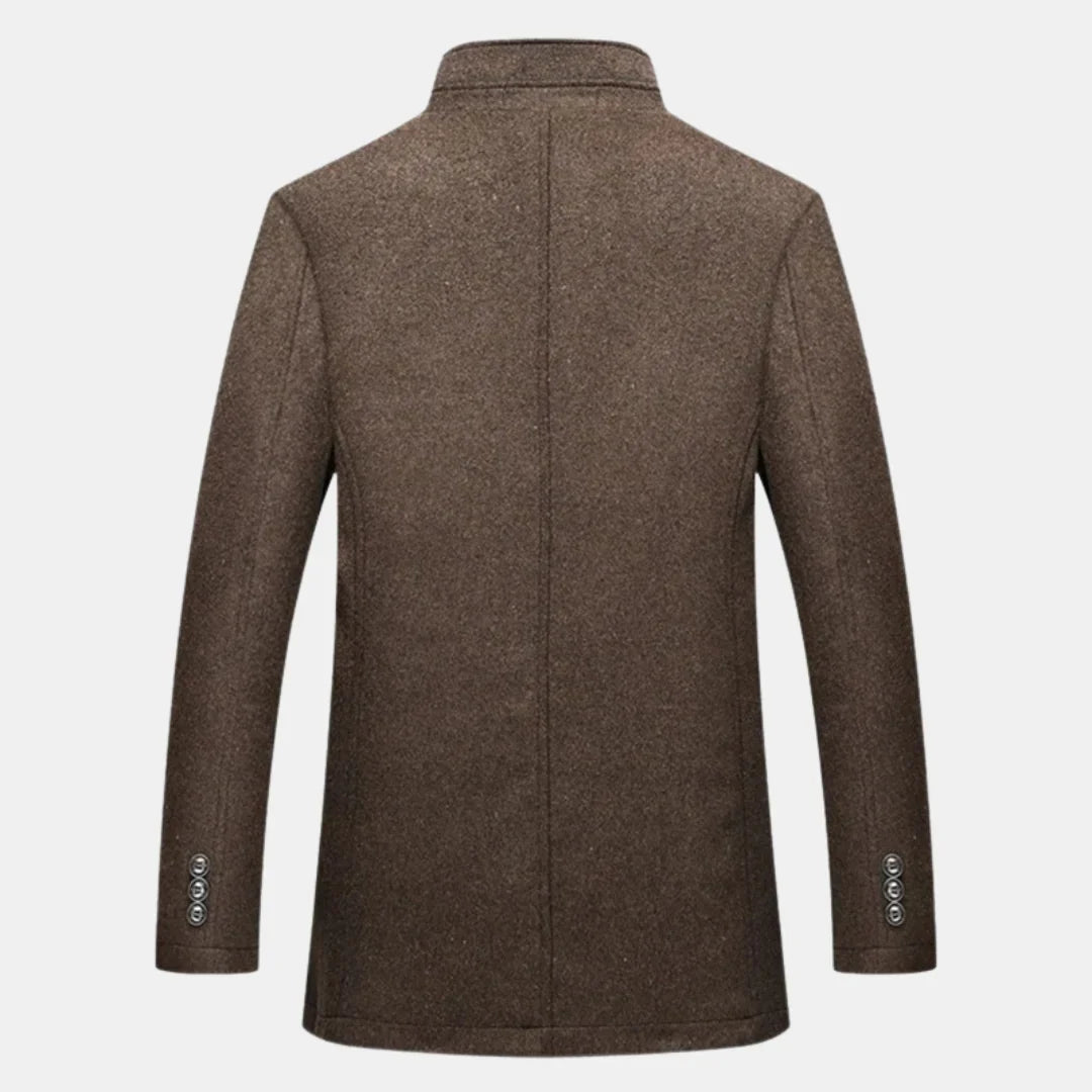 Albert - Trench Coat with Stand Collar and Button Closure