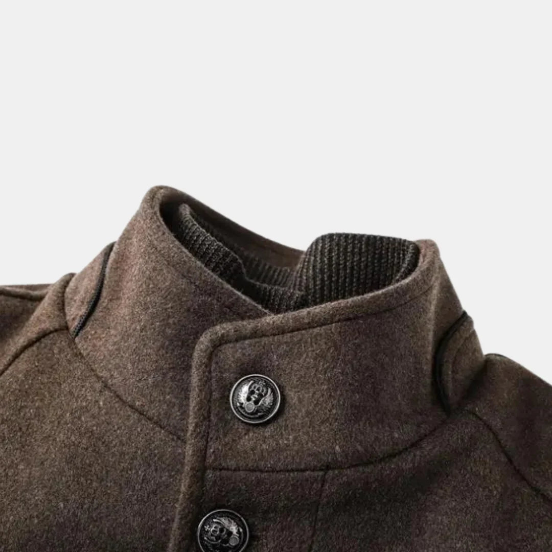 Albert - Trench Coat with Stand Collar and Button Closure