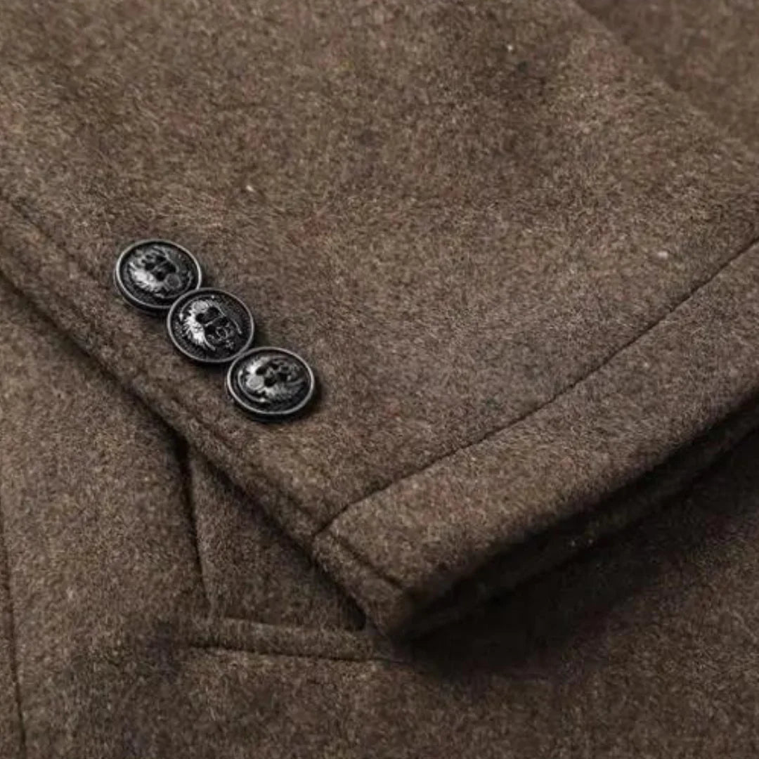 Albert - Trench Coat with Stand Collar and Button Closure