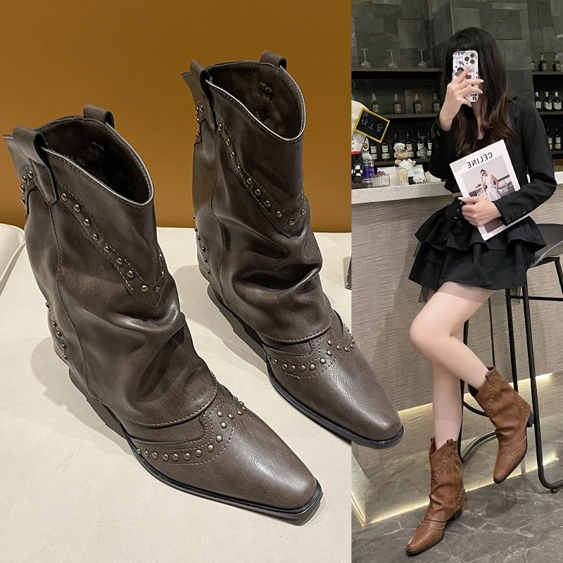 Kordula - Studded Western Ankle Boots