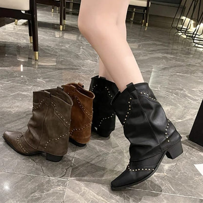 Kordula - Studded Western Ankle Boots