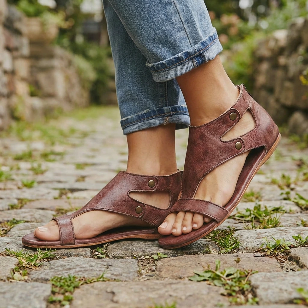 Women's cutout ankle orthopedic sandals for everyday wear