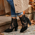 Mercia | Lace Panel Block Heel Orthopedic Boots