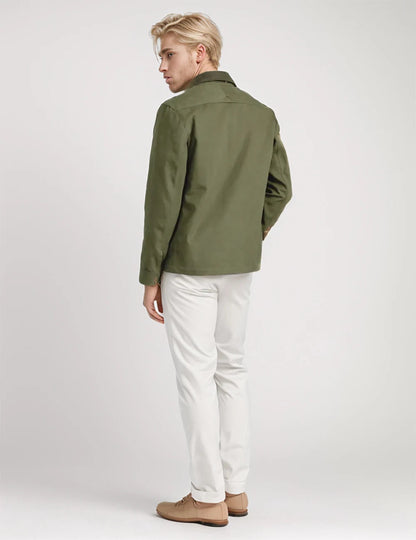 Men's button down field jacket with four pockets