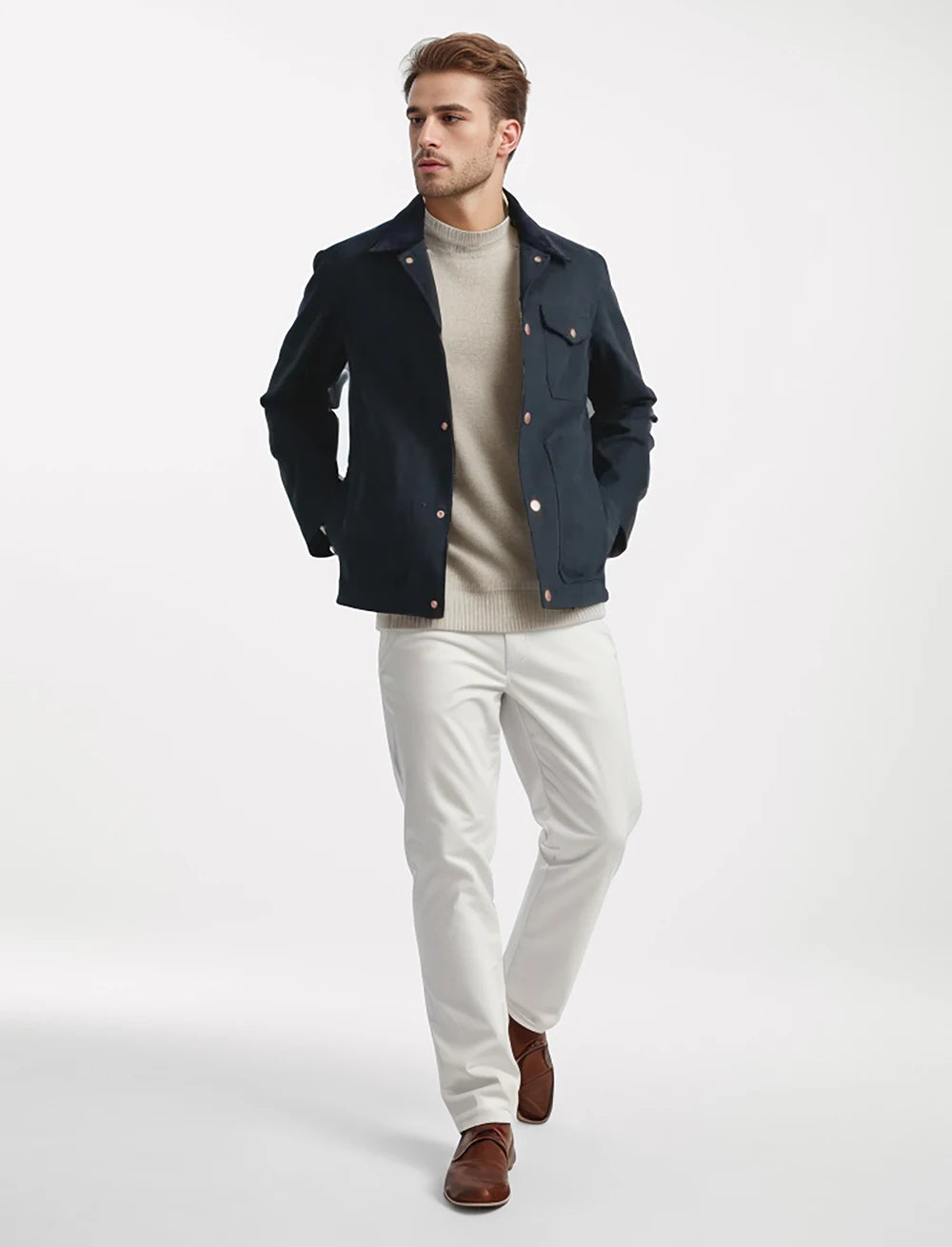 Men's button down field jacket with four pockets