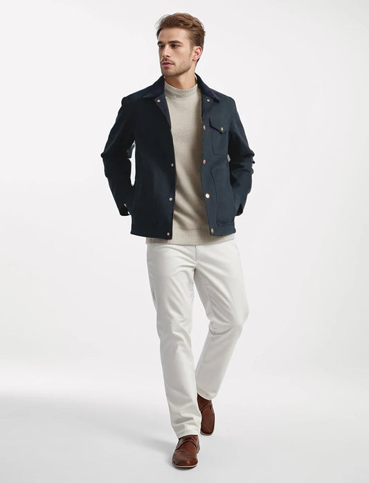 Men's button down field jacket with four pockets