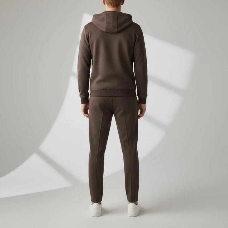 Men's hooded tailored stretch jacket with zip front