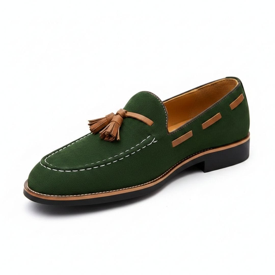 Suede Tassel Loafers with Cushioned Sole for Men