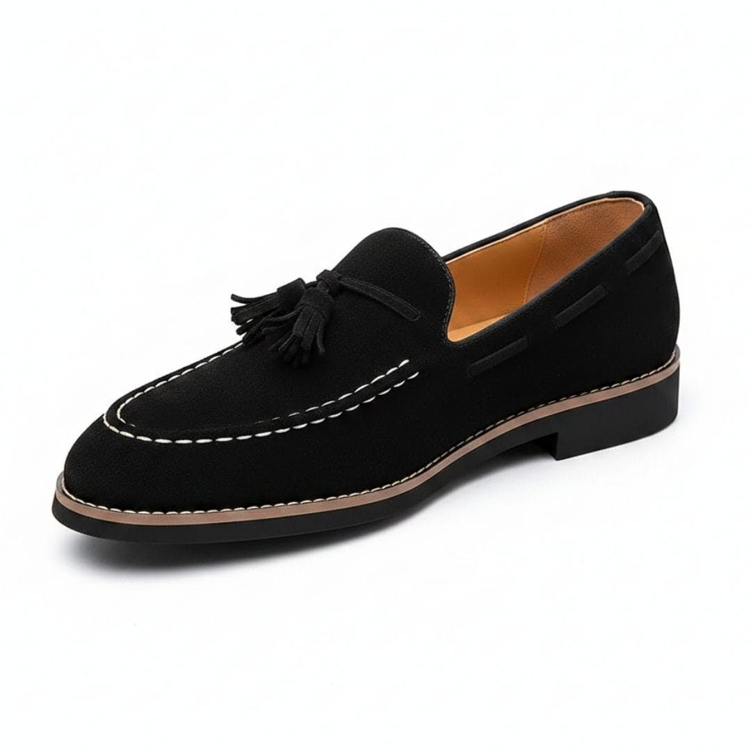 Suede Tassel Loafers with Cushioned Sole for Men
