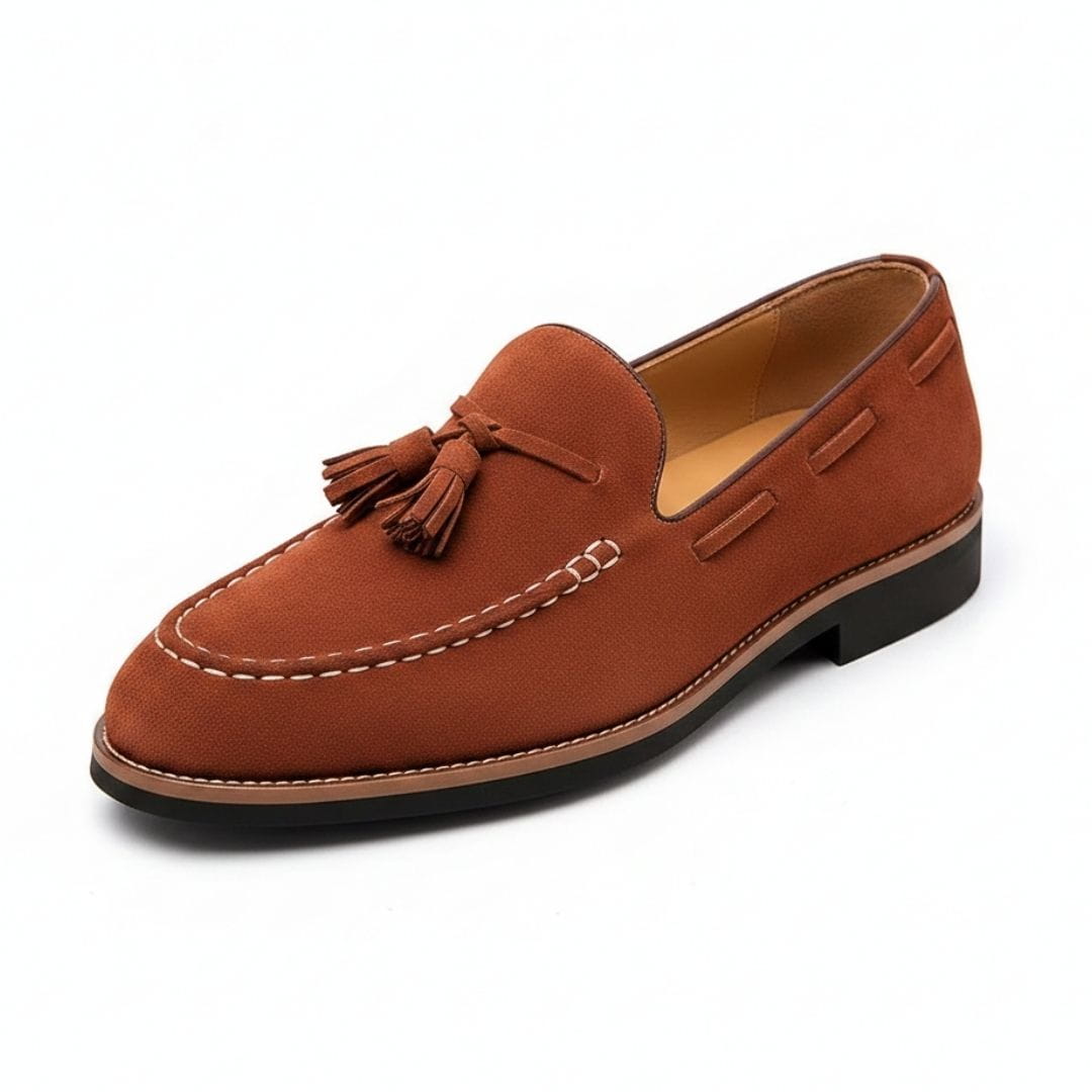 Suede Tassel Loafers with Cushioned Sole for Men