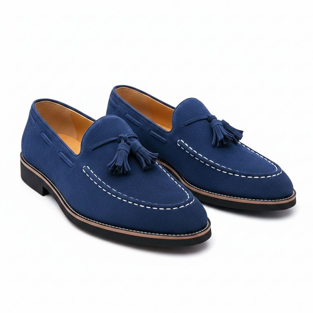 Suede Tassel Loafers with Cushioned Sole for Men