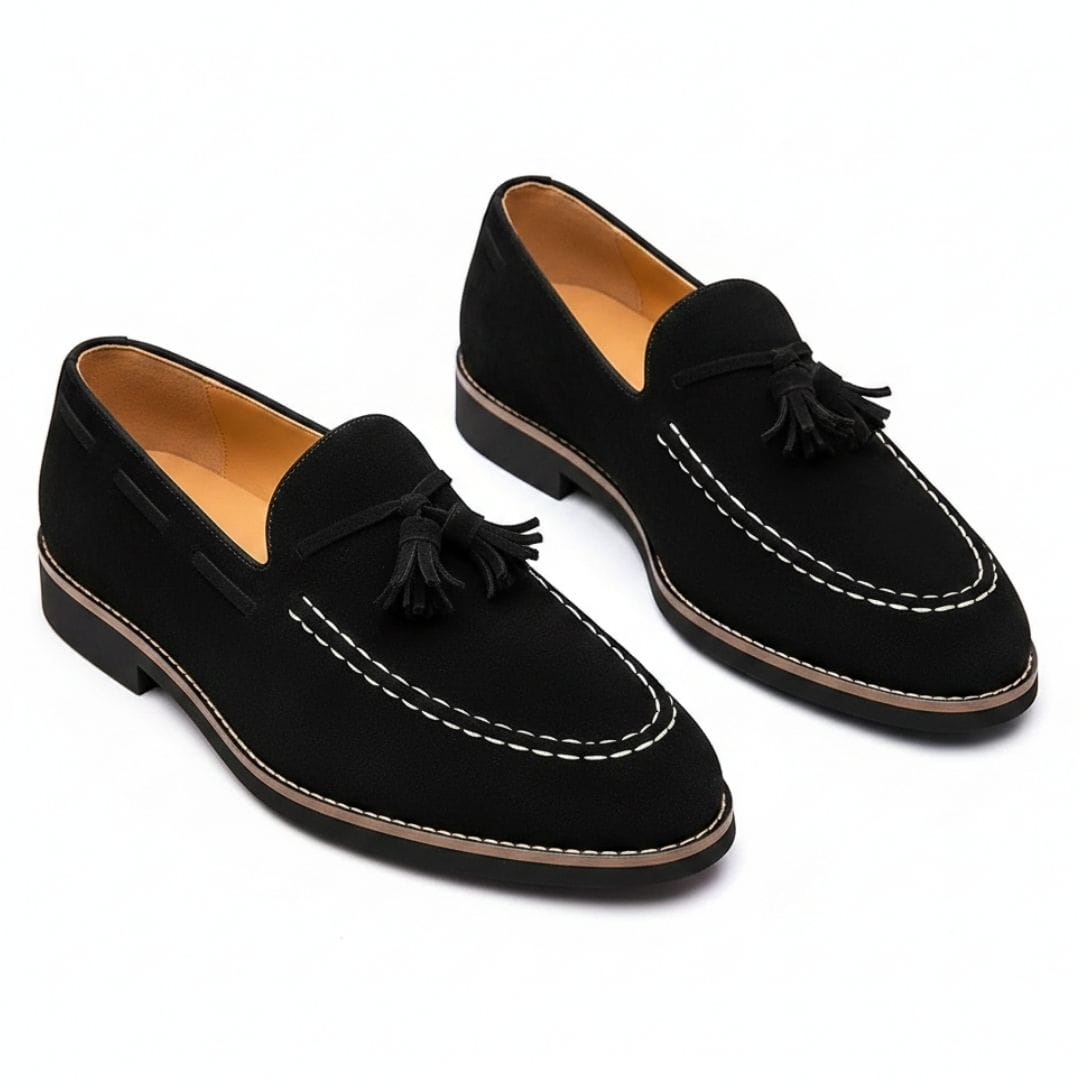 Suede Tassel Loafers with Cushioned Sole for Men