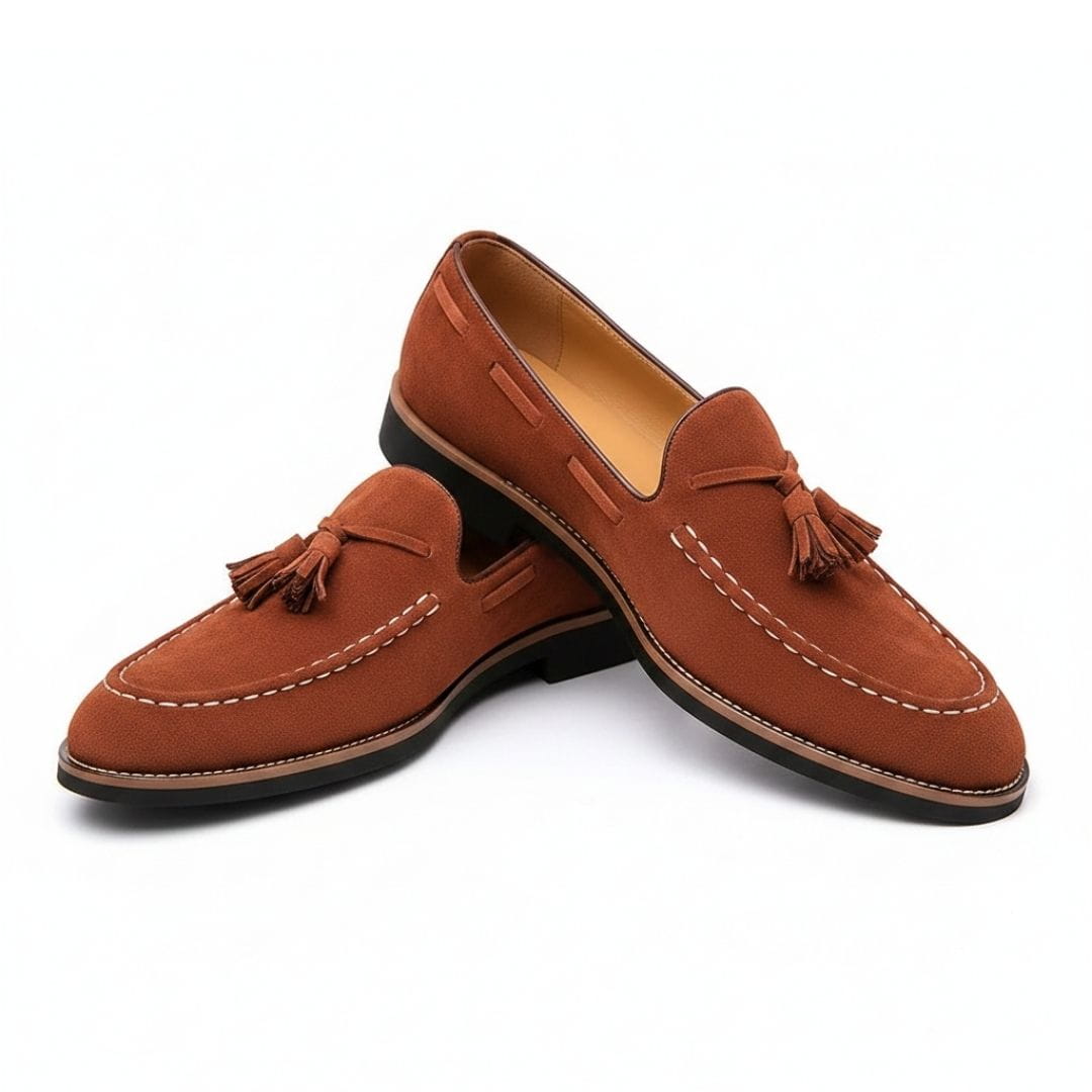 Suede Tassel Loafers with Cushioned Sole for Men
