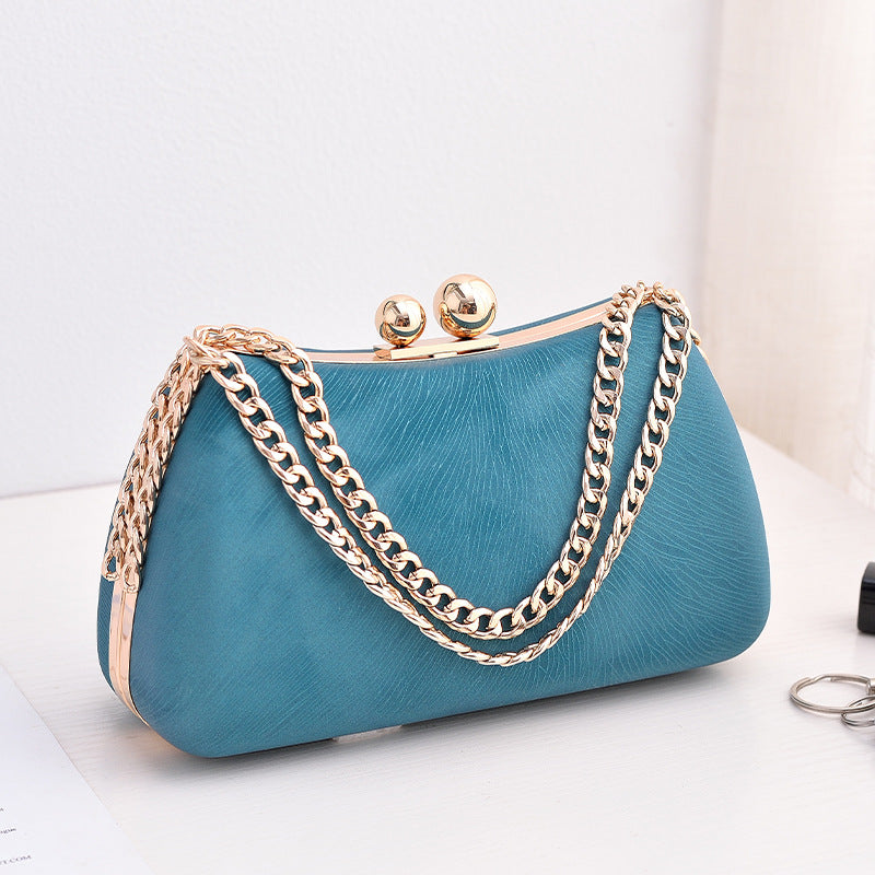 Women's chain shoulder bag with embossed pillow shape