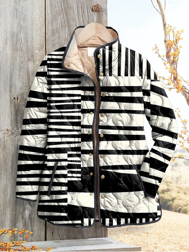 Verena - Striped Quilted Zip-Up Puffer Jacket