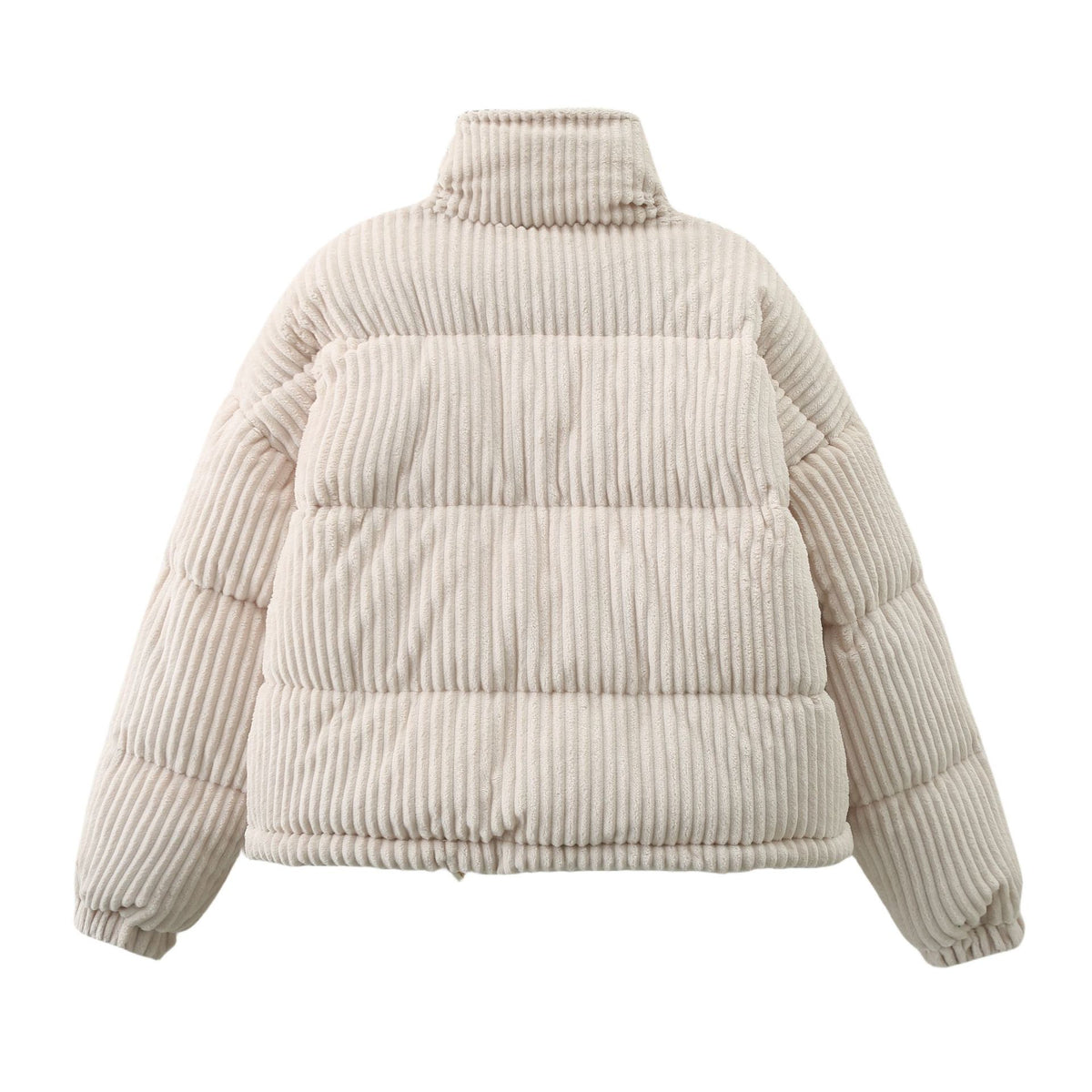 Women's corduroy puffer coat, loose fit, long sleeves
