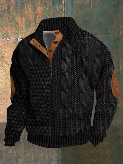 Knit sweater for men in extended sizes - black