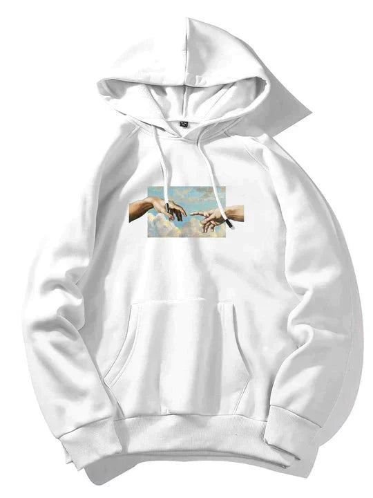 Men's graphic print pullover hoodie - white