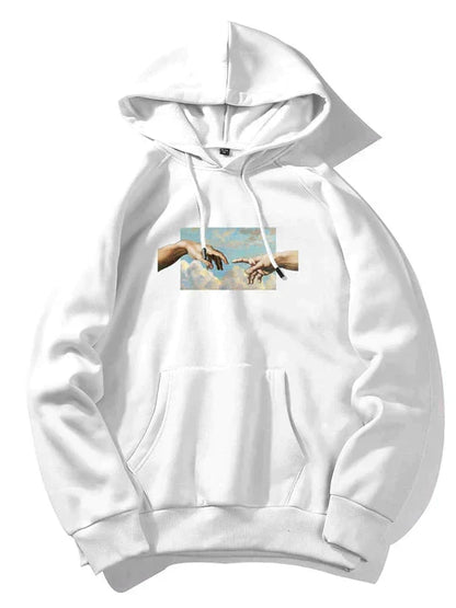 Men's graphic print pullover hoodie - white