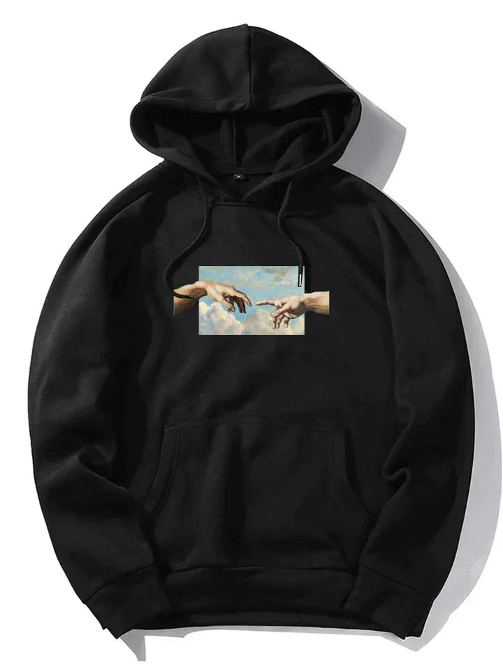 Men's graphic print pullover hoodie - black