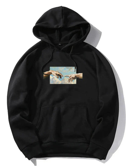 Men's graphic print pullover hoodie - black
