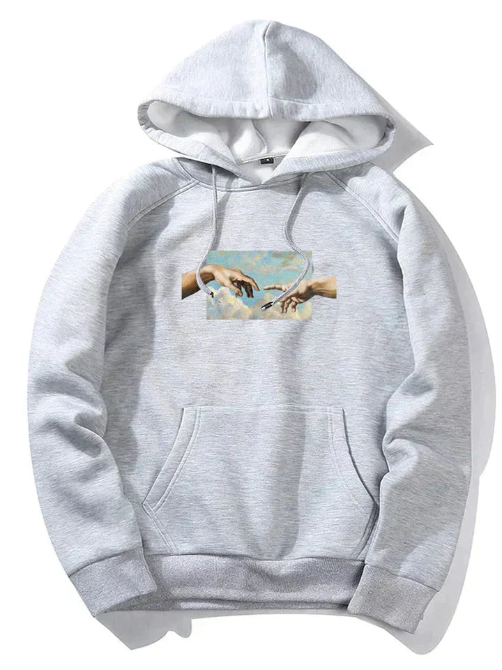 Men's graphic print pullover hoodie - gray