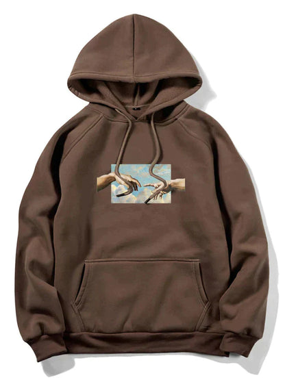 Men's graphic print pullover hoodie - dark brown