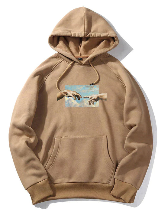 Men's graphic print pullover hoodie - brown
