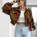 Modesty | Cropped Corduroy Bomber Jacket