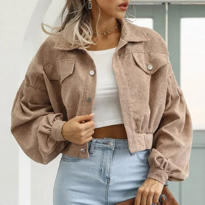 Modesty - Cropped Corduroy Bomber Jacket