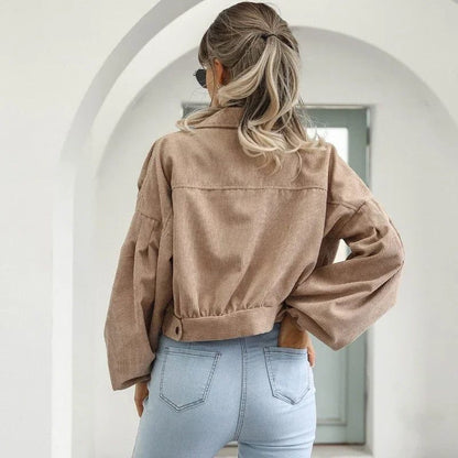 Modesty - Cropped Corduroy Bomber Jacket