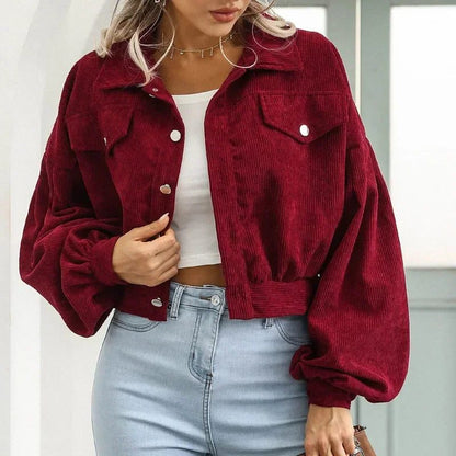 Modesty - Cropped Corduroy Bomber Jacket